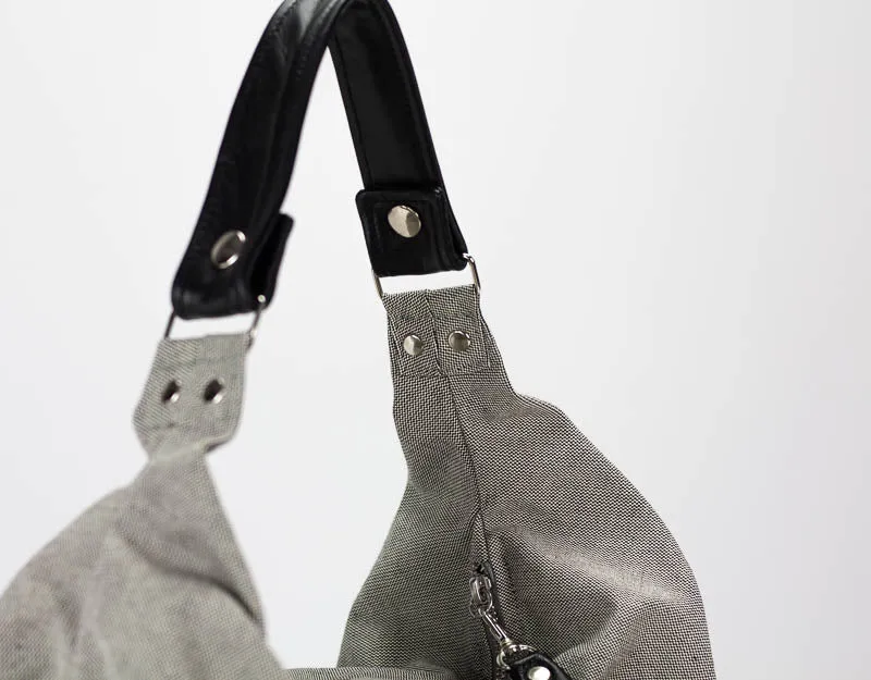 Kallia mini bag - Grey canvas and Black leather