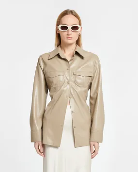 Karline - Okobor™ Alt-Leather Shirt - Ashy Taupe