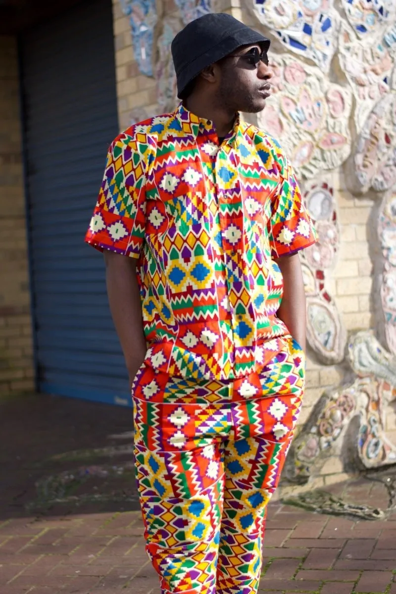 Kente Shirt in Orange Print - Festival Shirt