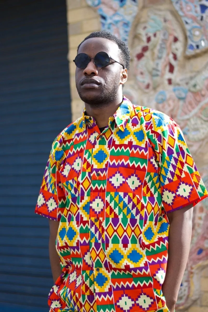 Kente Shirt in Orange Print - Festival Shirt