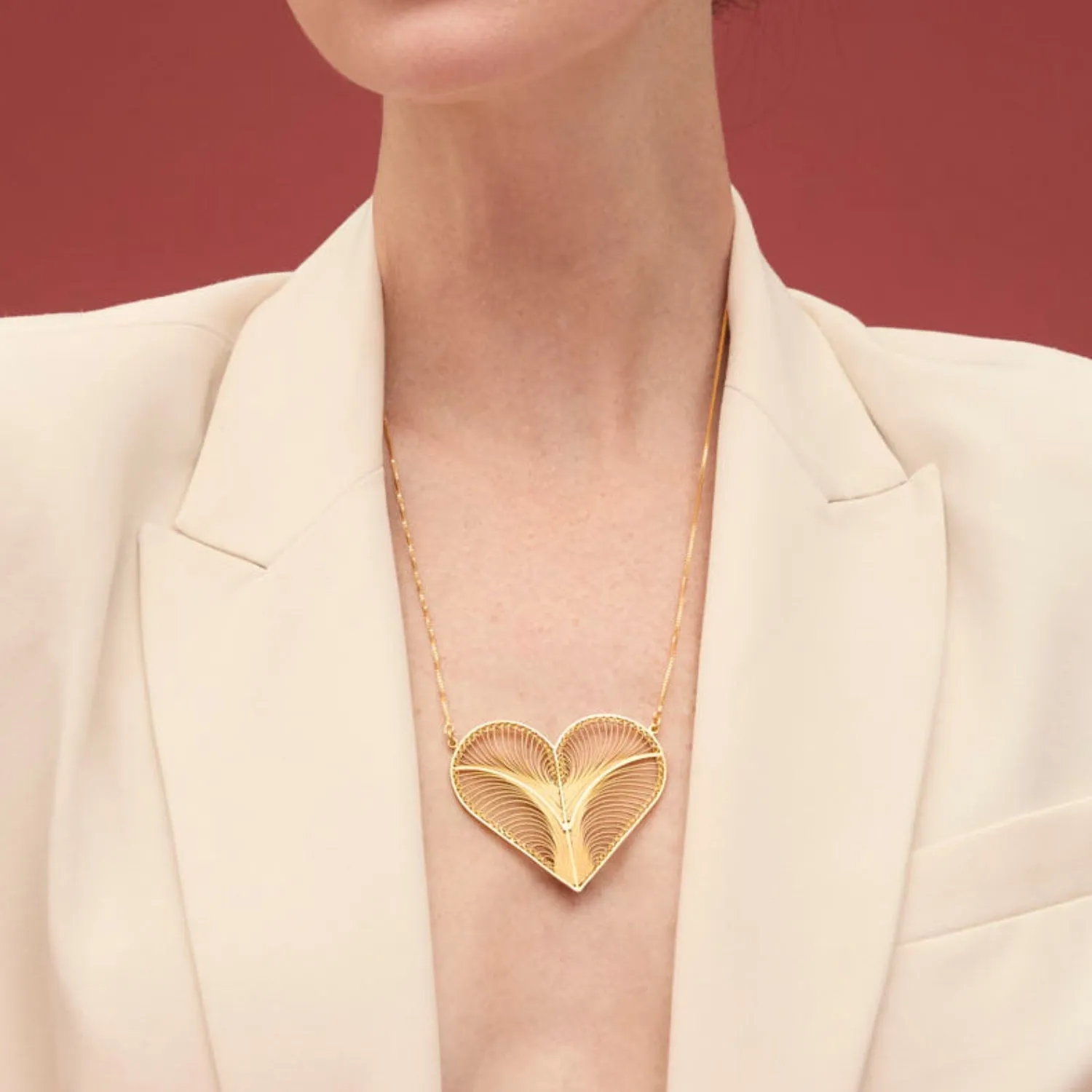 KYLIE GOLD HEART ADJUSTABLE NECKLACE FILIGREE