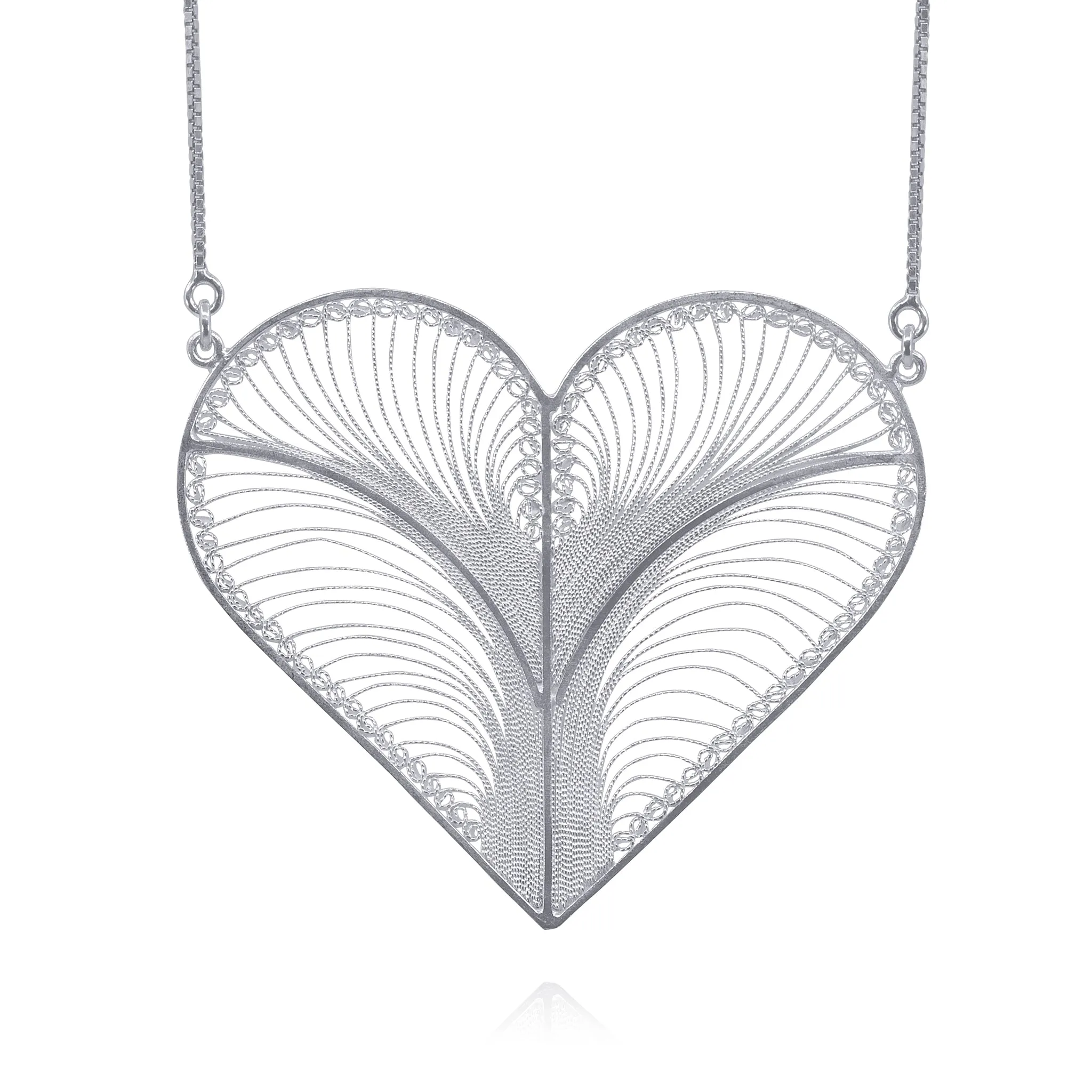 KYLIE SILVER HEART ADJUSTABLE NECKLACE FILIGREE