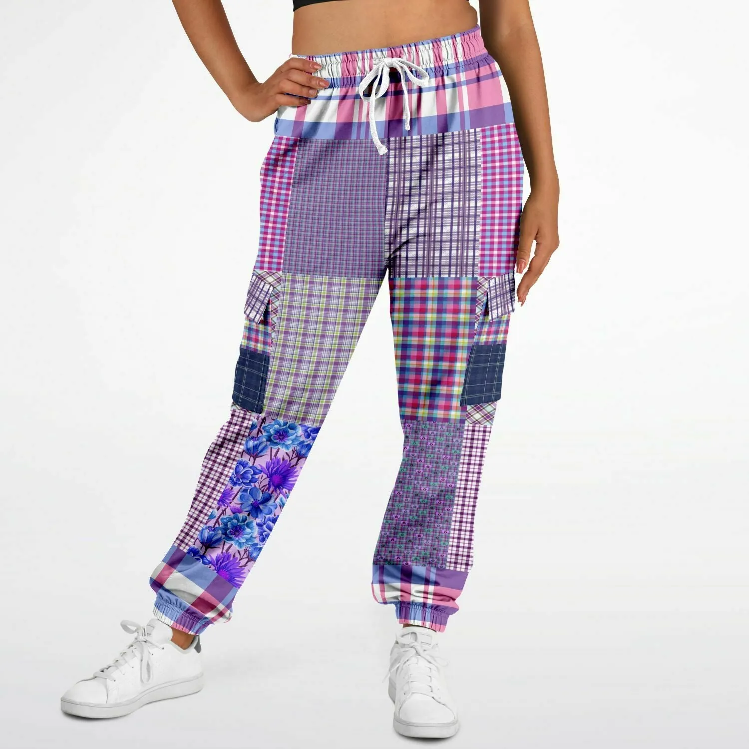 Lavender Fields Purple Plaid Unisex Eco-Poly Cargo Joggers