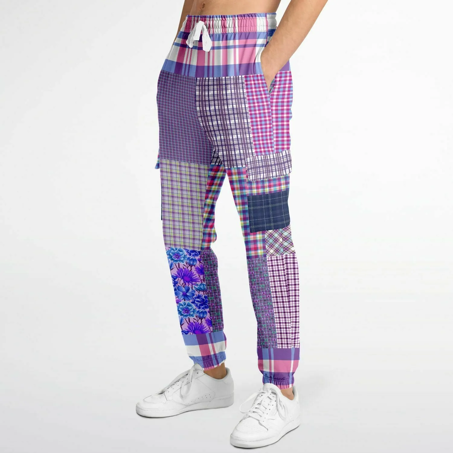 Lavender Fields Purple Plaid Unisex Eco-Poly Cargo Joggers