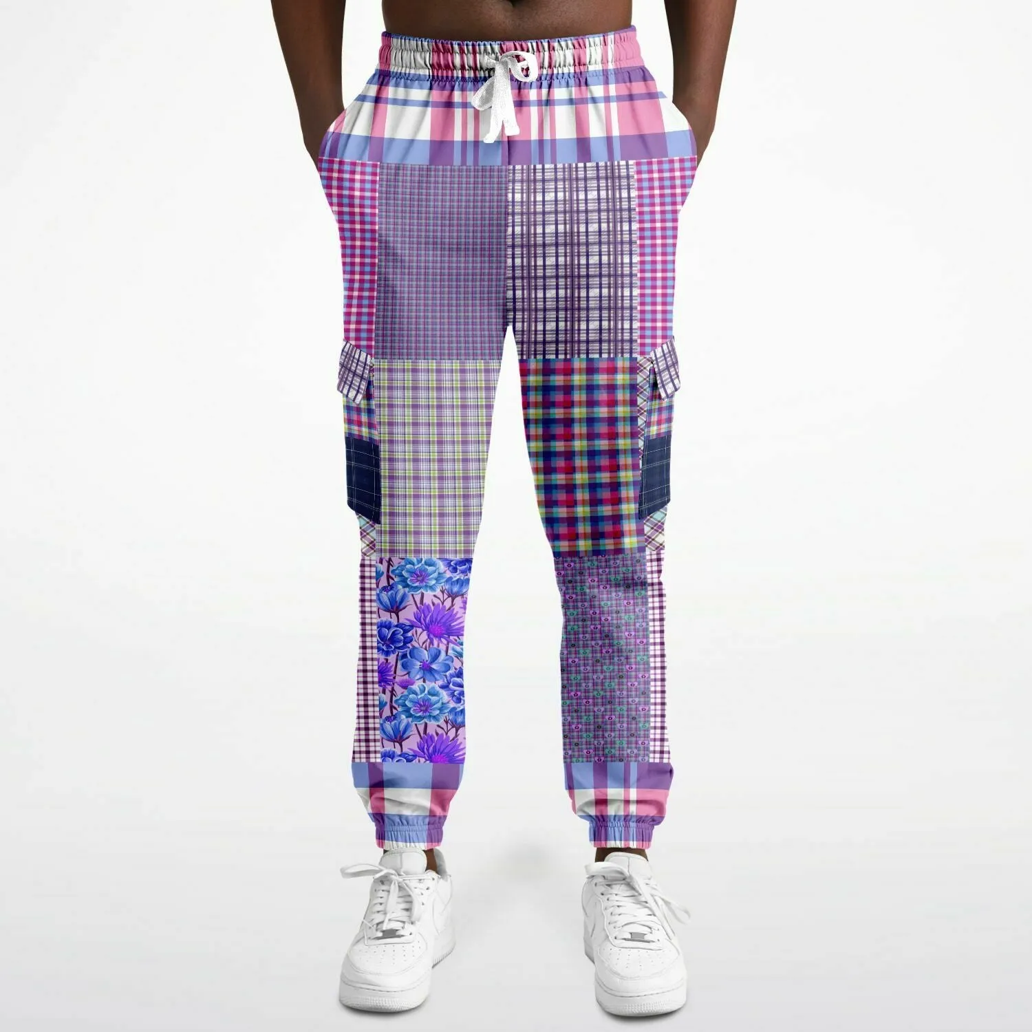 Lavender Fields Purple Plaid Unisex Eco-Poly Cargo Joggers