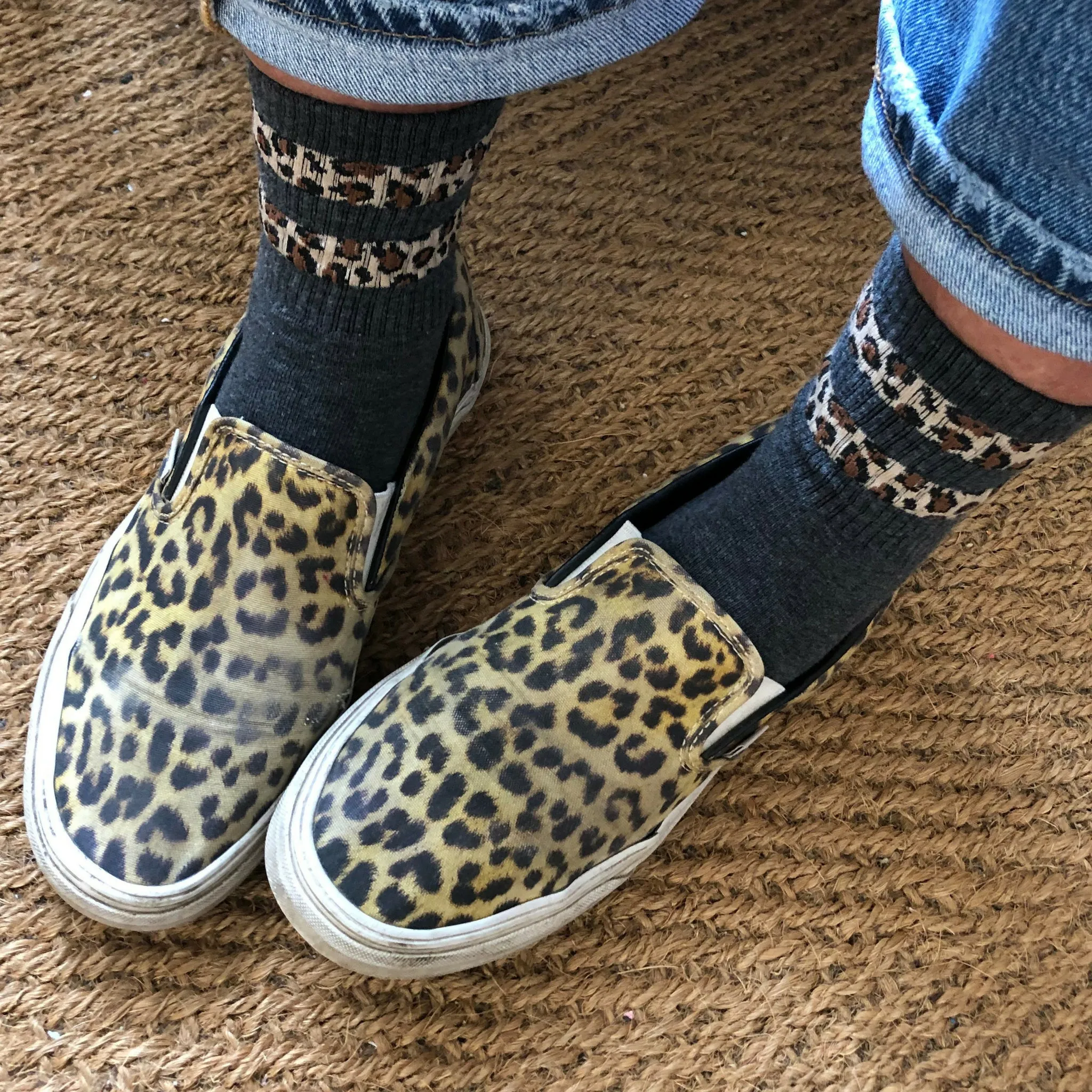 Leopard Print Hoop Socks