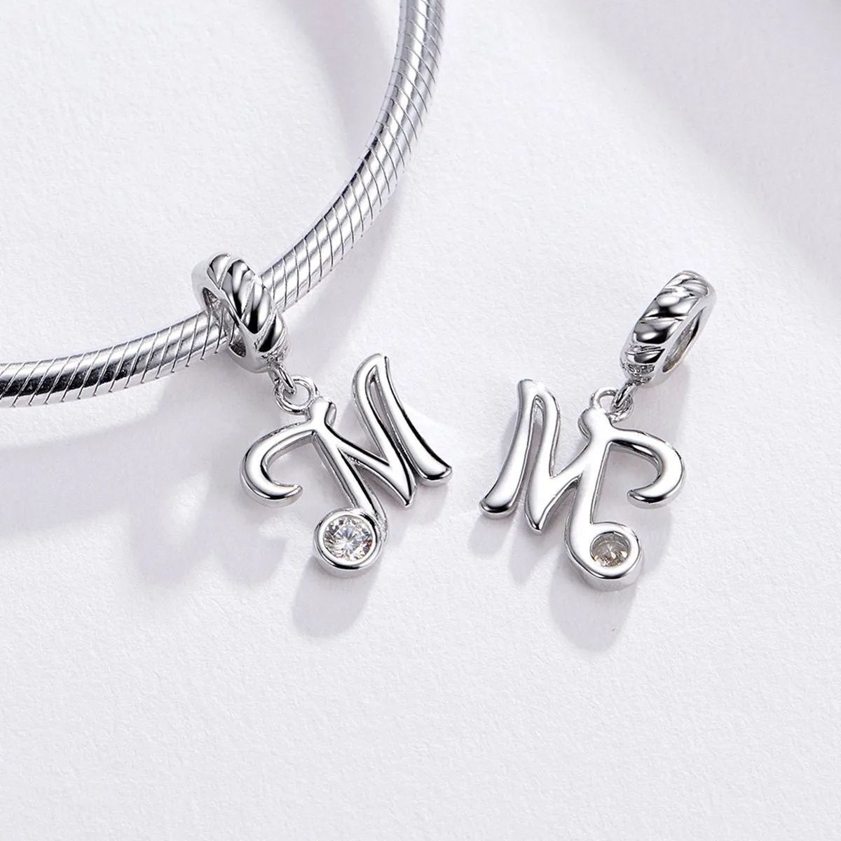 Letters Collection Initial Letter A-Z 925 Sterling Silver Charms for Bracelet