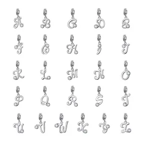 Letters Collection Initial Letter A-Z 925 Sterling Silver Charms for Bracelet