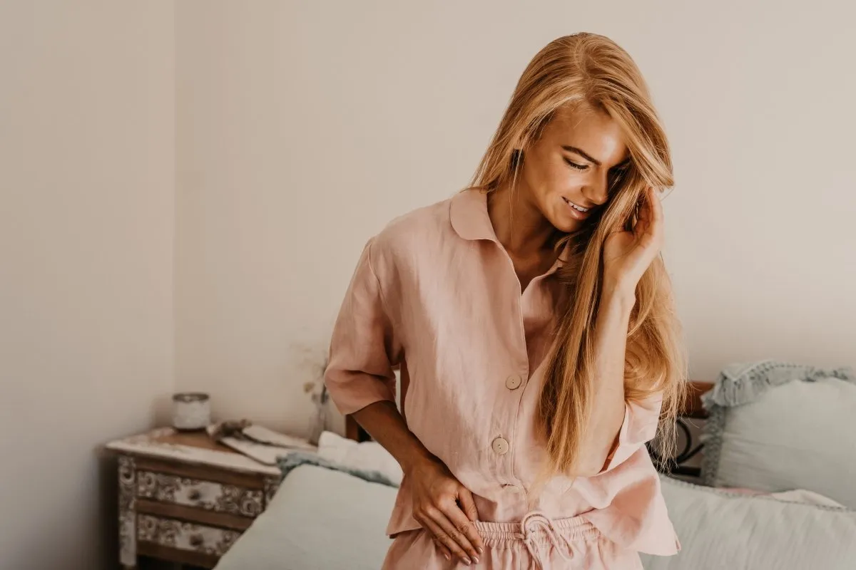 Linen Crop Button Up and Short PJ Set - Pink