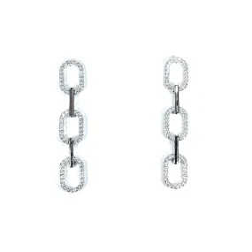 Link Styled Earrings With Pave' Accent