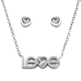 Love with Cubic Zirconia Earrings and Necklace Set