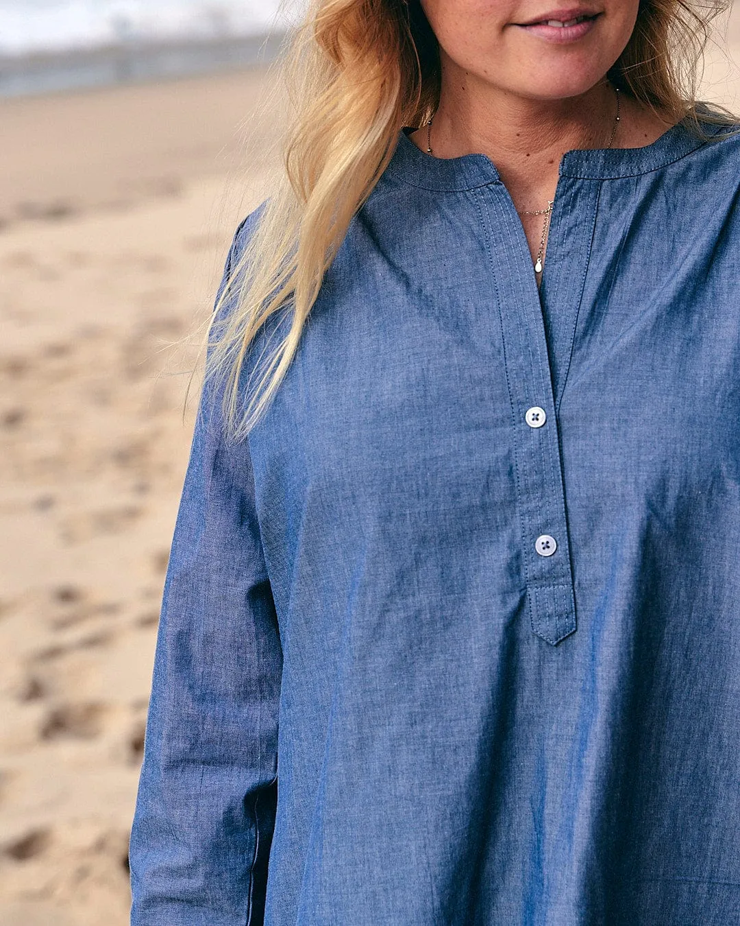 Manina - Womens Beach Shirt - Blue