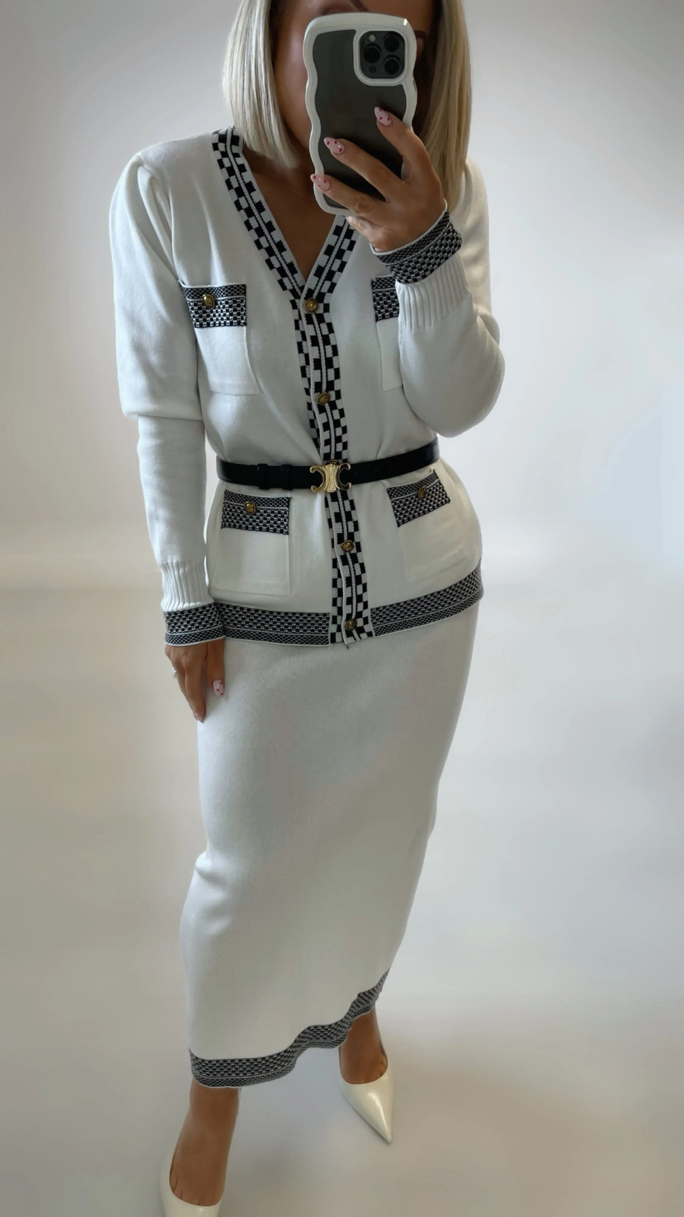 MARNIE 2 PIECE SUIT - WHITE/BLACK