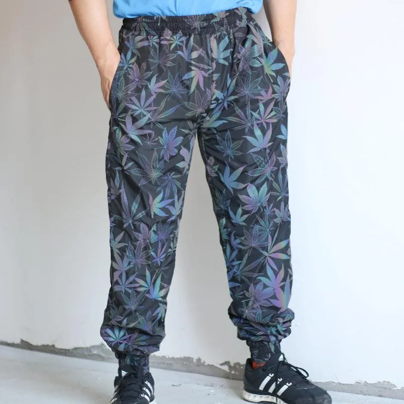 Men’s Colored Maple Leaf Reflective Sweatpants - Loose Fit