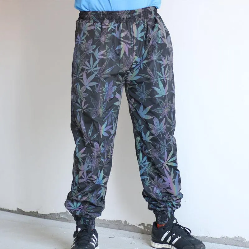 Men’s Colored Maple Leaf Reflective Sweatpants - Loose Fit