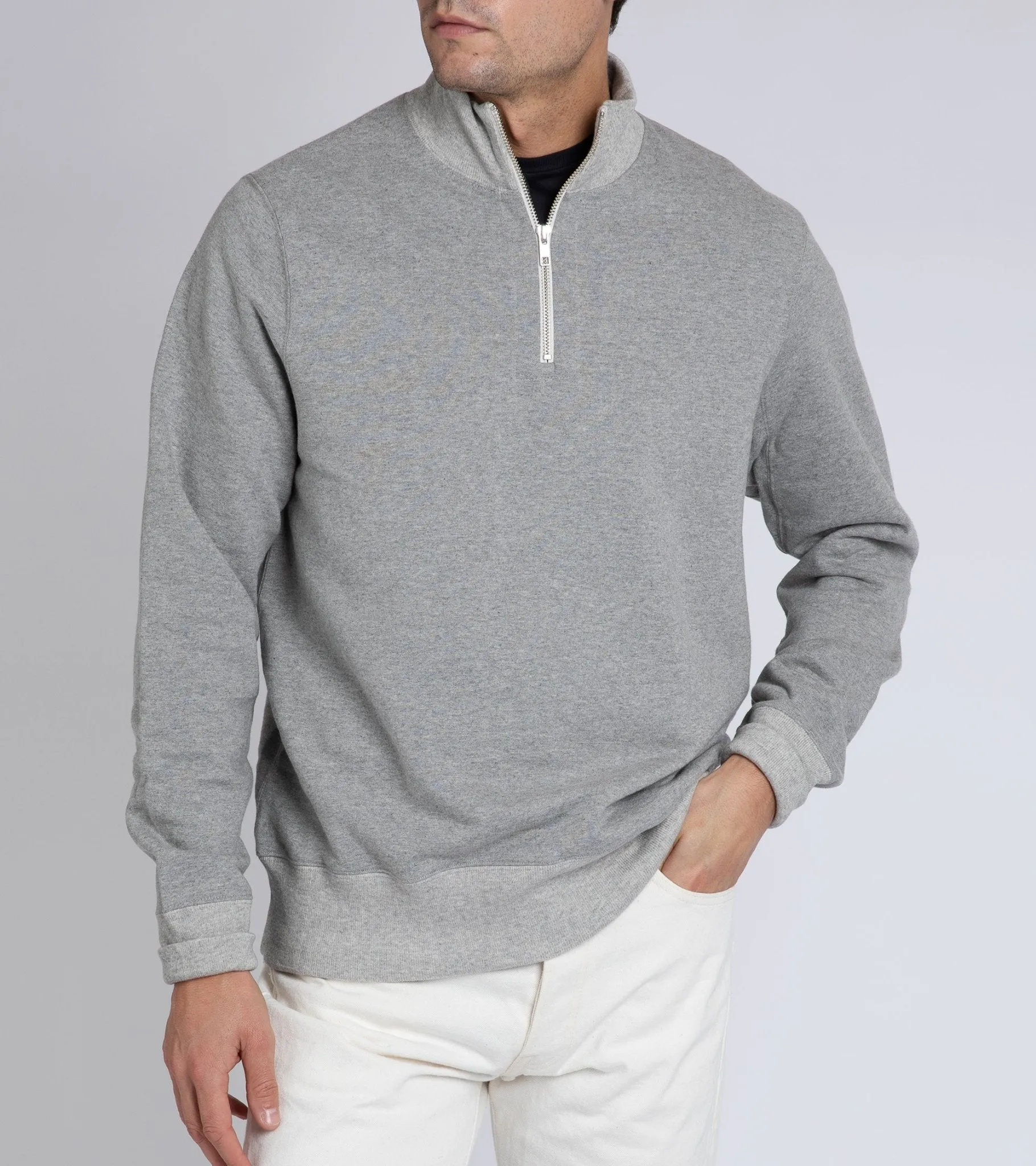 Merz b. Schwanen 343Z Half-Zip: Grey Melange