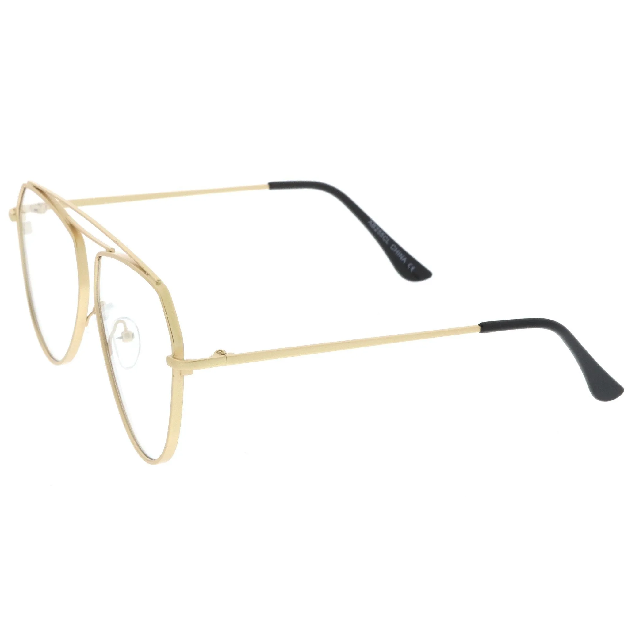 Modern Geometric Laser Cut Penta Clear Flat Lens Glasses