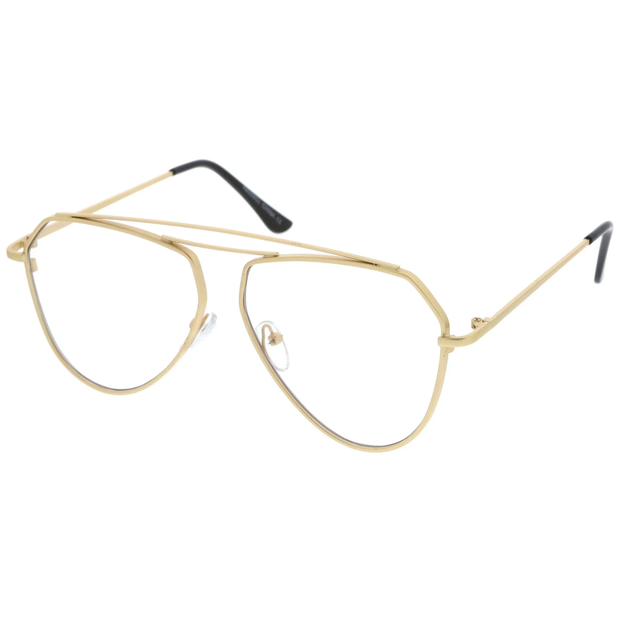 Modern Geometric Laser Cut Penta Clear Flat Lens Glasses