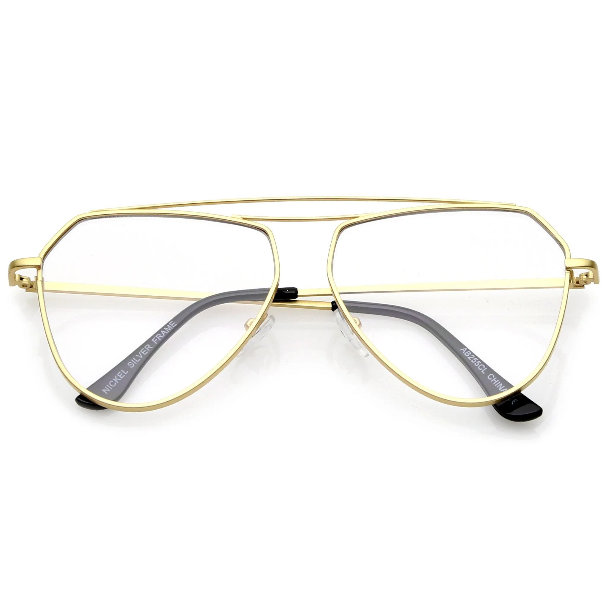 Modern Geometric Laser Cut Penta Clear Flat Lens Glasses