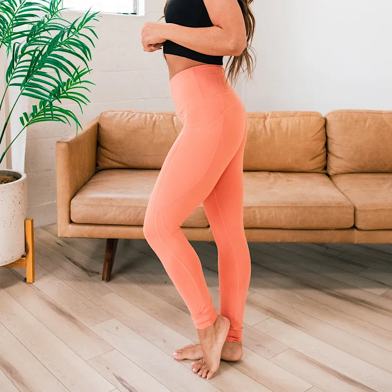 Mono B High Waist Panel Leggings - Coral