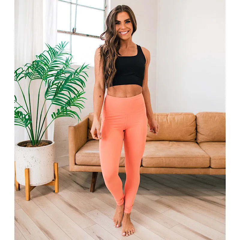 Mono B High Waist Panel Leggings - Coral