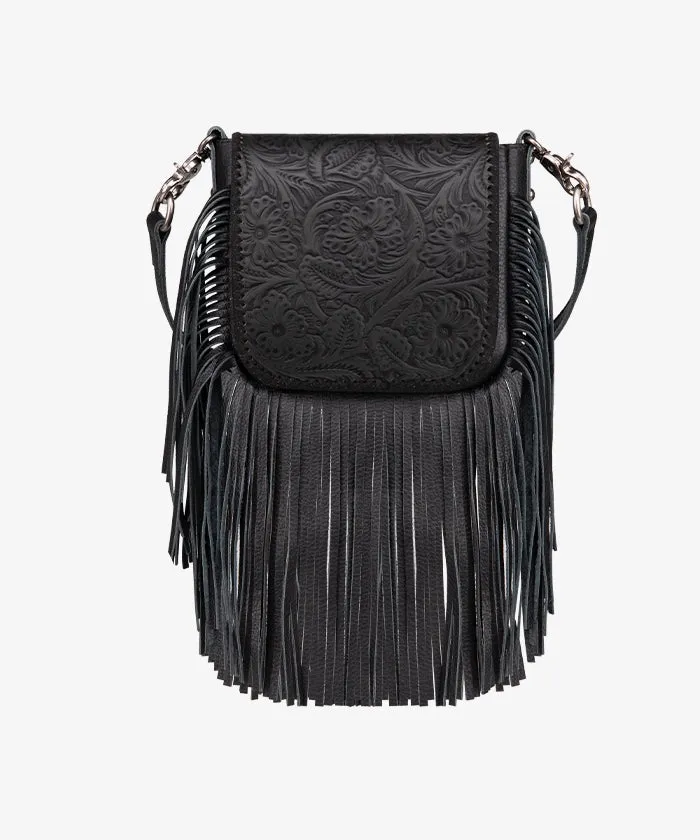 Montana West Genuine Leather Floral Fringe Crossbody