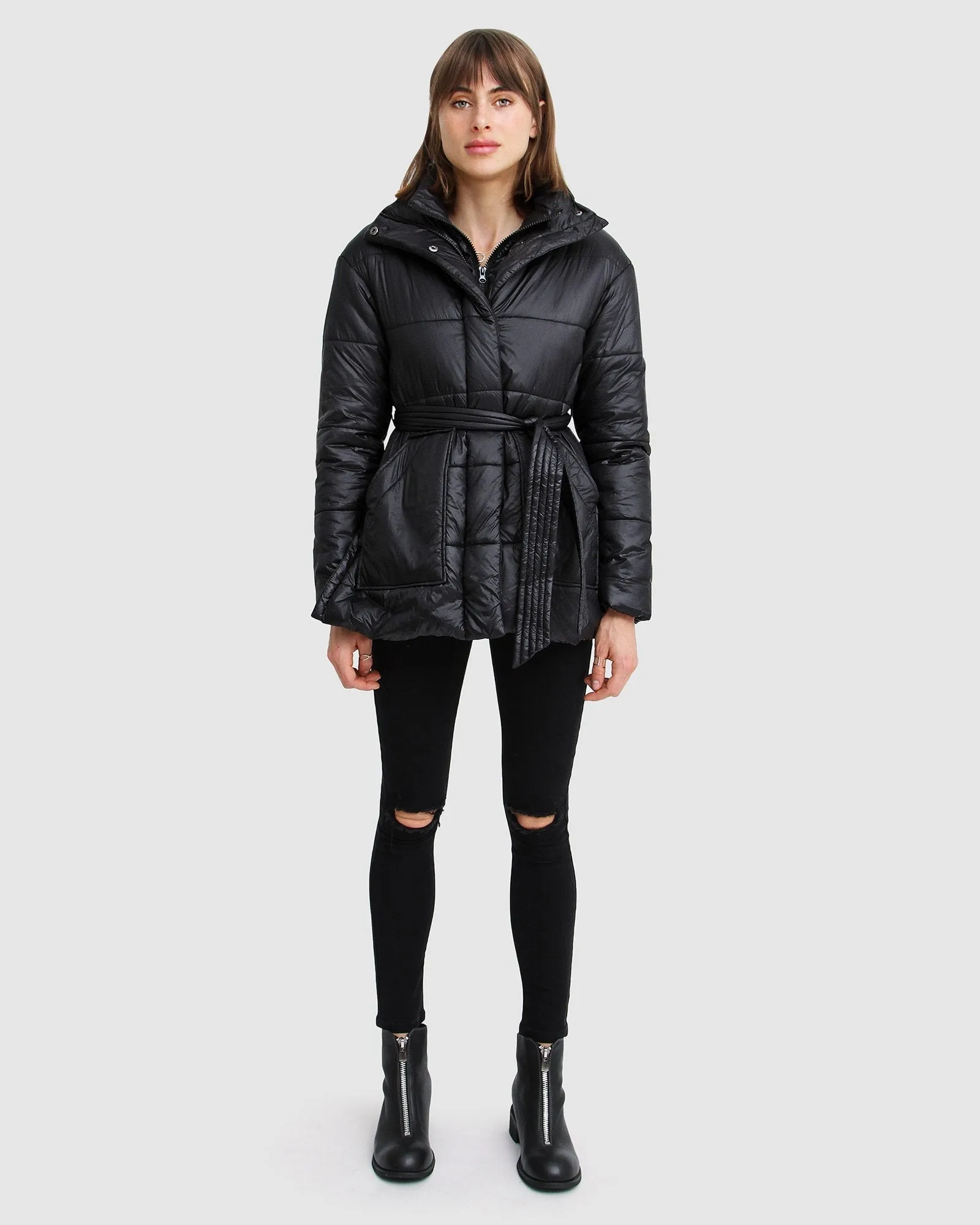 Moonrise Belted Puffer Jacket - Black