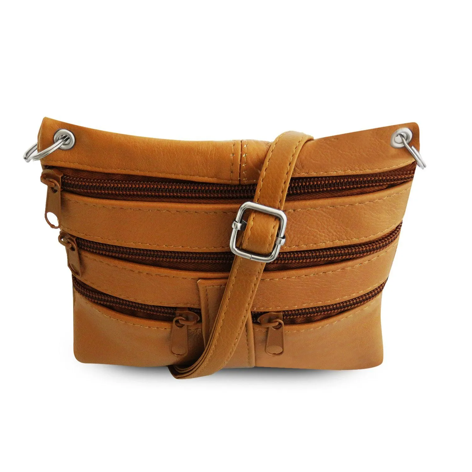 Multi Pocket Leather Crossbody Handbag