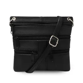 Multi Pocket Leather Crossbody Handbag