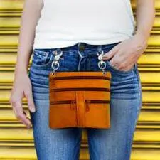 Multi Pocket Leather Crossbody Handbag