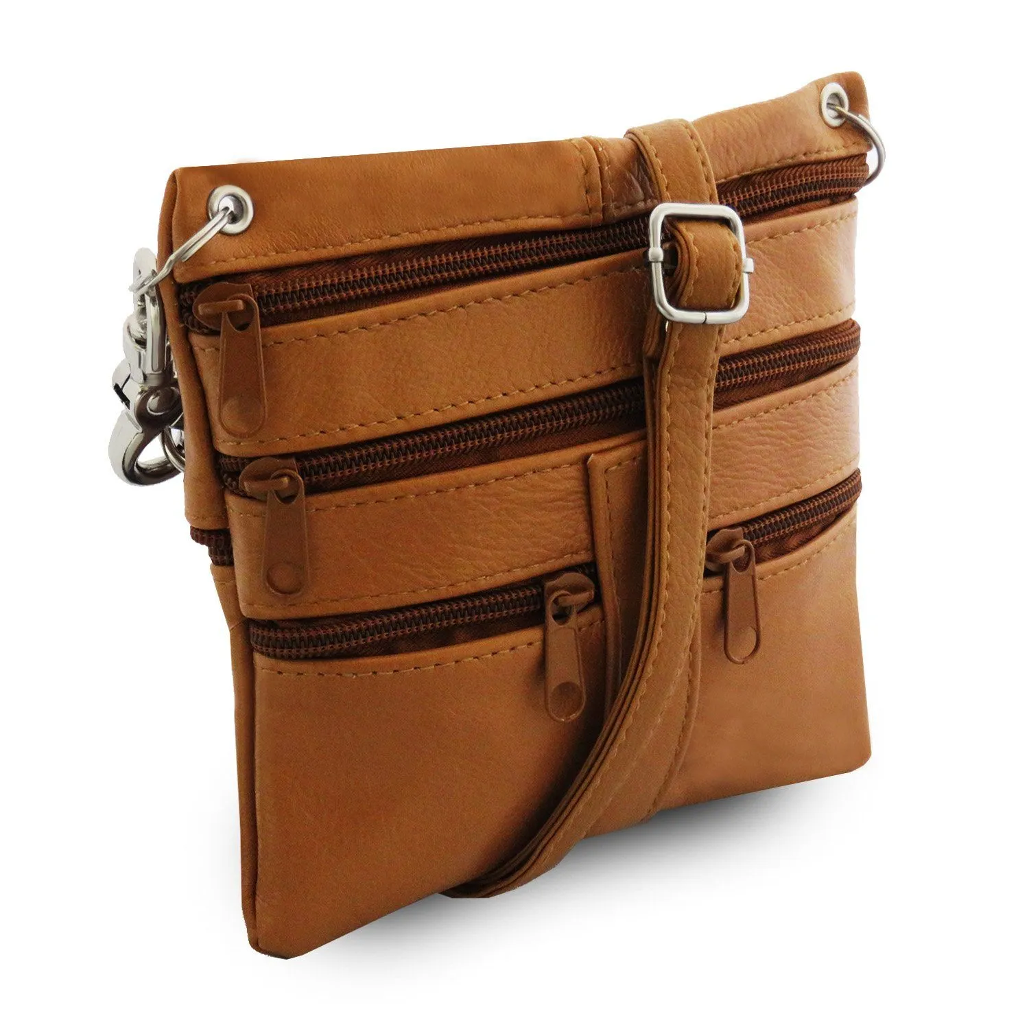 Multi Pocket Leather Crossbody Handbag