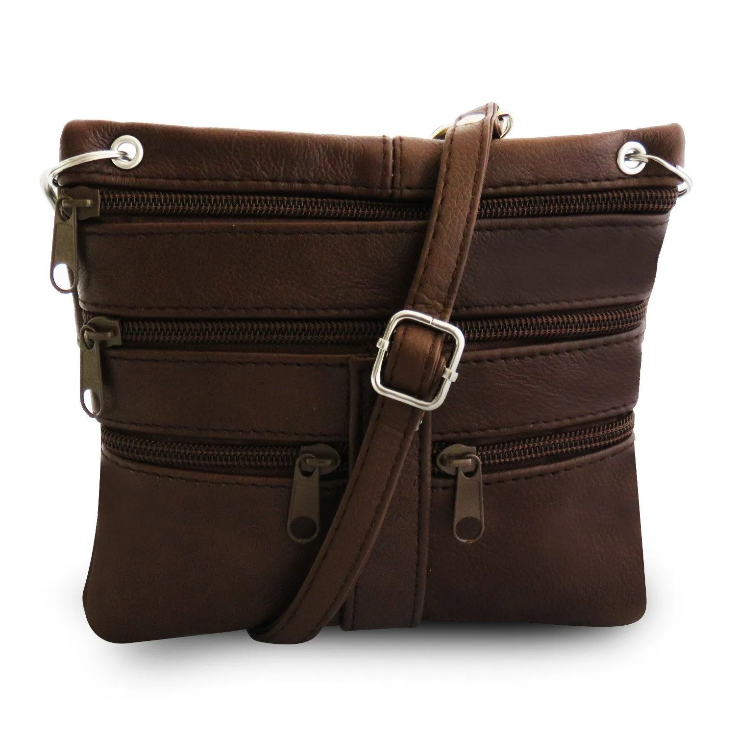 Multi Pocket Leather Crossbody Handbag