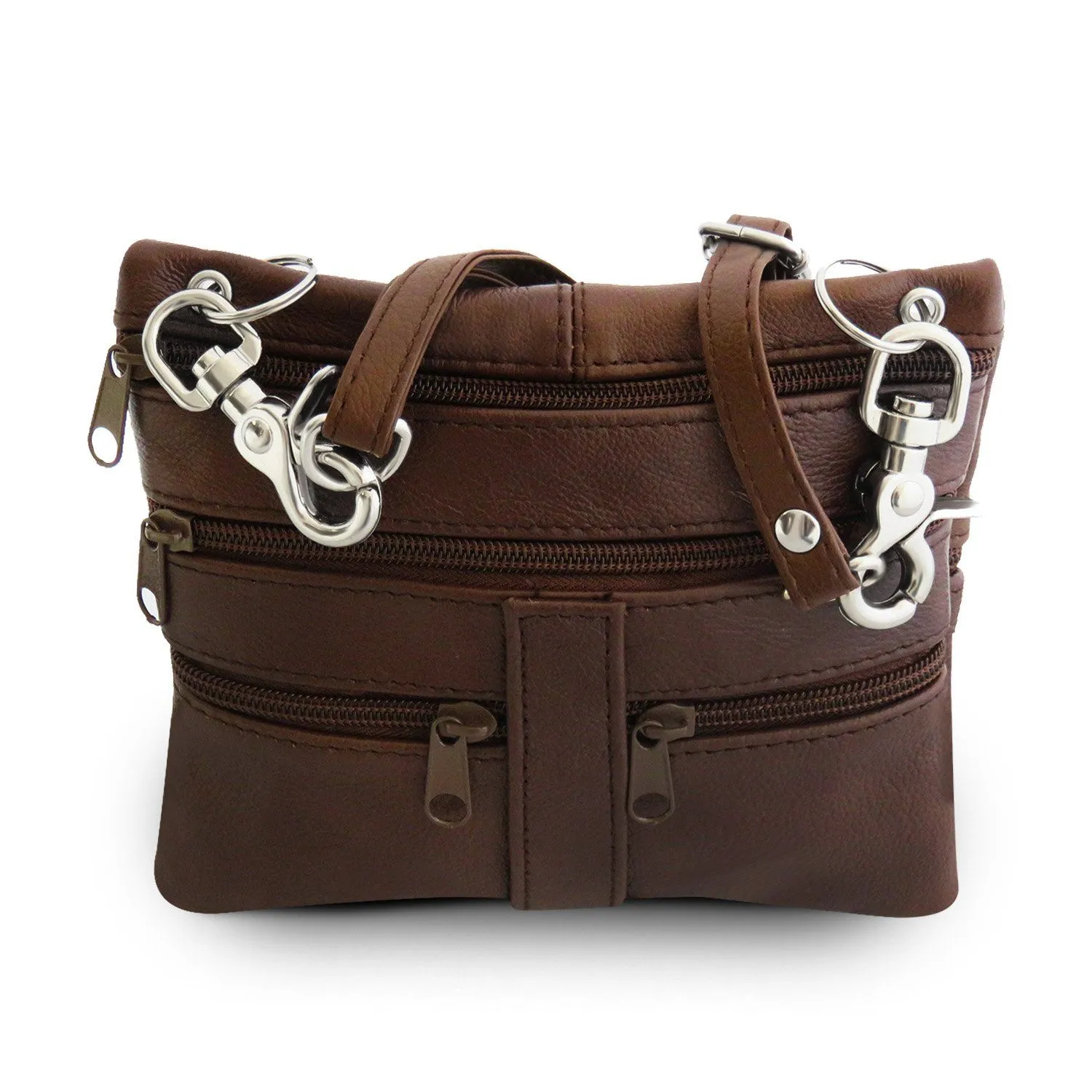 Multi Pocket Leather Crossbody Handbag