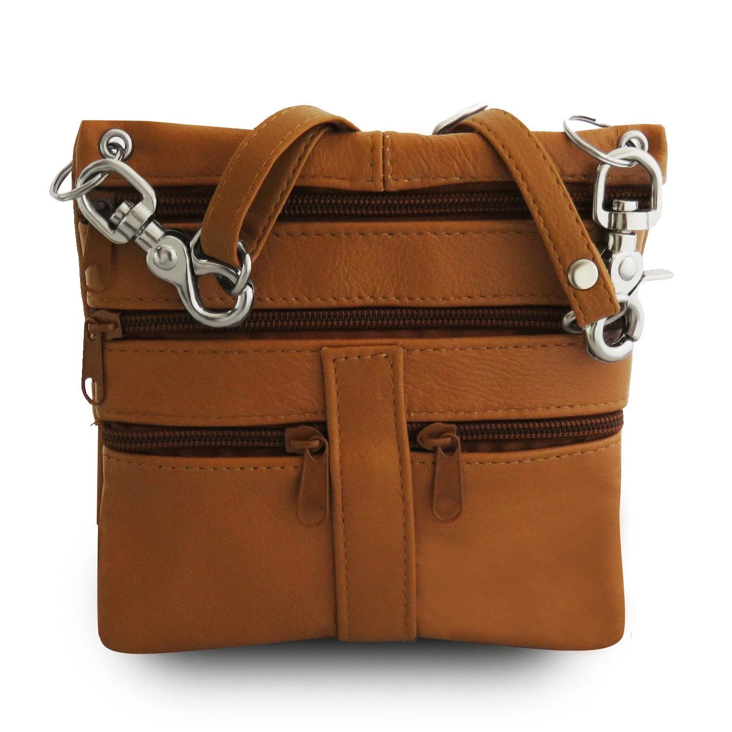 Multi Pocket Leather Crossbody Handbag