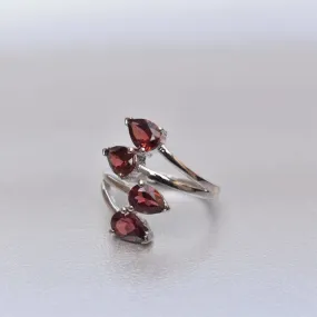 Natural Garnet Sterling Silver Wrap Ring,Engagement Gift,Anniversary Gift