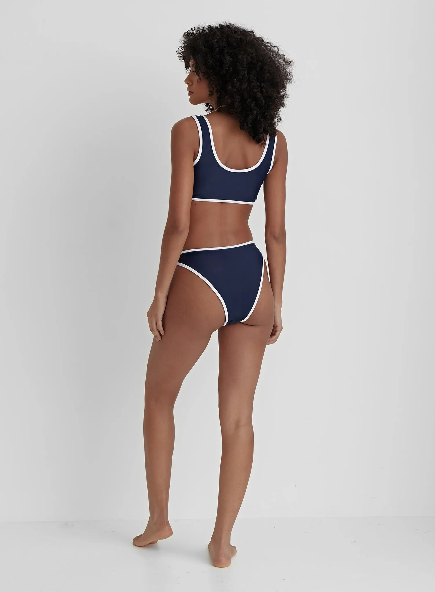 Navy Contrast Trim Bikini Top- Florence