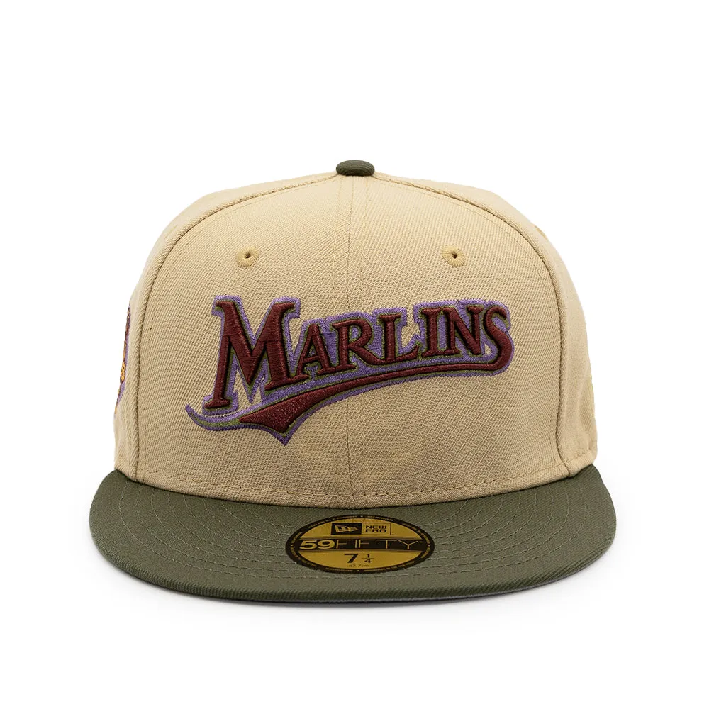 NEW ERA X FRESH RAGS 59FIFTY Florida Marlins Script 100th World Series SIDE PATCH - Vegas Gold