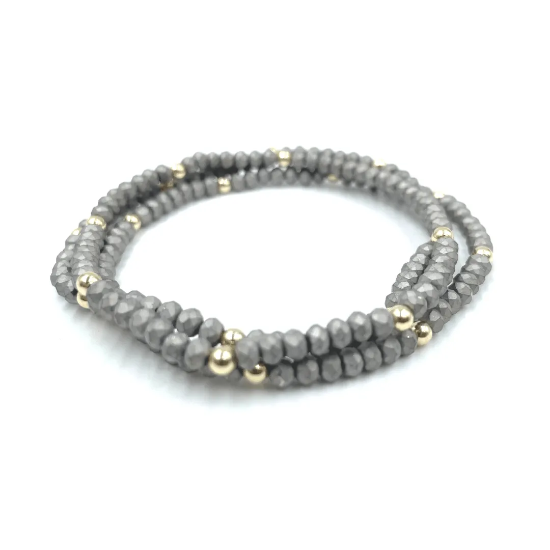 OG Classic Bracelet Stack in Matte Gray   Gold Filled