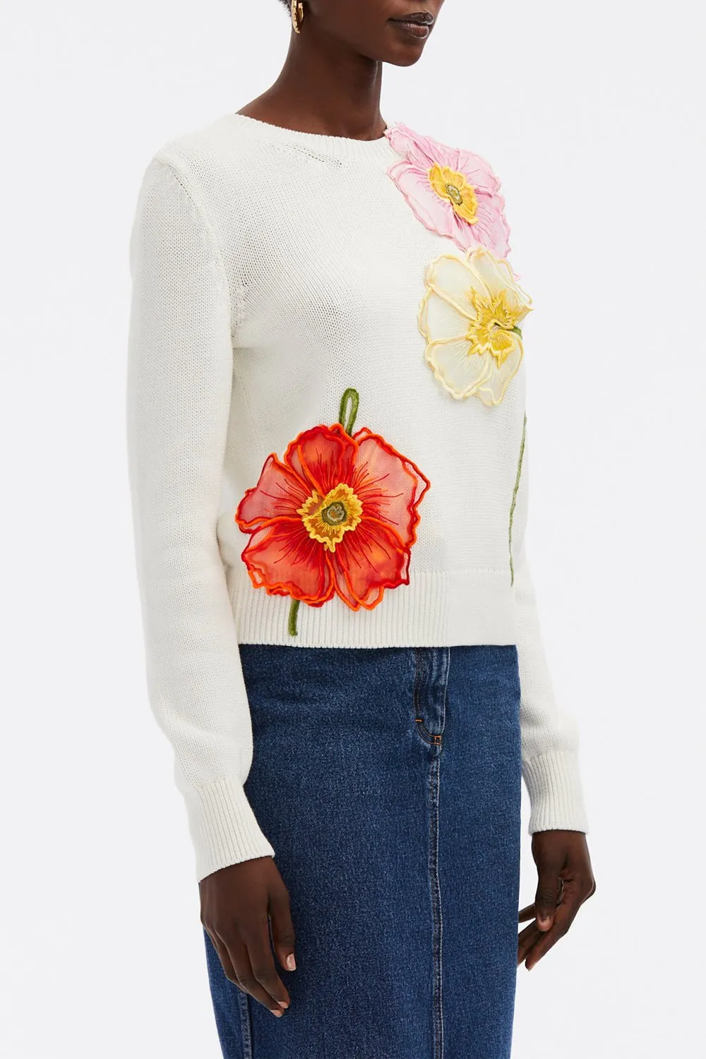 Painted Poppies Embroidered Jumper