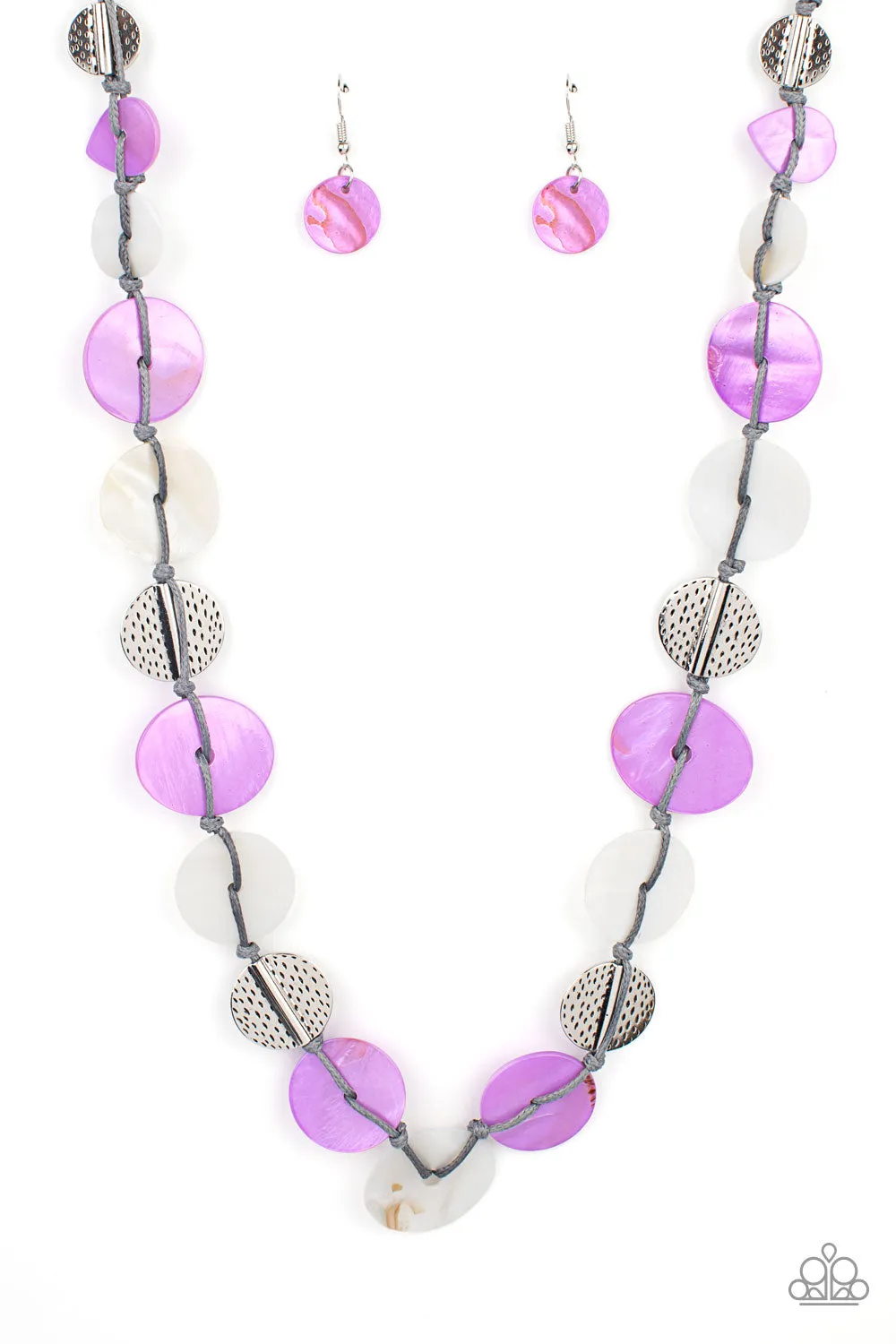 Paparazzi Necklace ~ Seashore Spa - Purple and White Shell Necklace