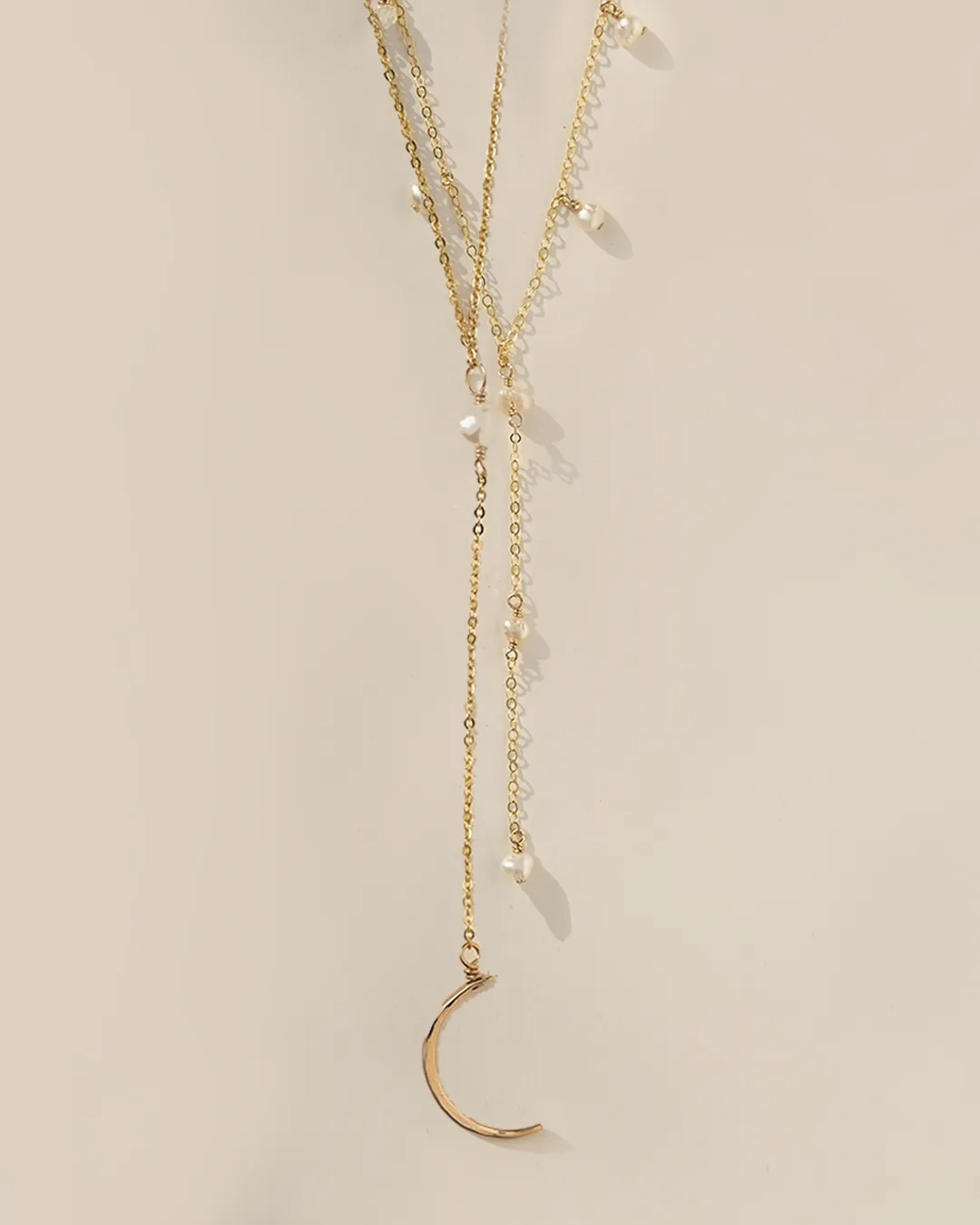 Pearl & Moon Lariat Set