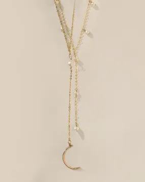 Pearl & Moon Lariat Set