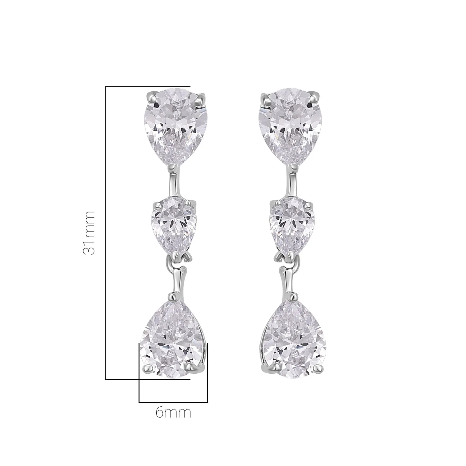 Pissara by Sukkhi Exclusive 925 Sterling Silver Cubic Zirconia Earrings For Women And Girls|with Authenticity Certificate, 925 Stamp & 6 Months Warranty