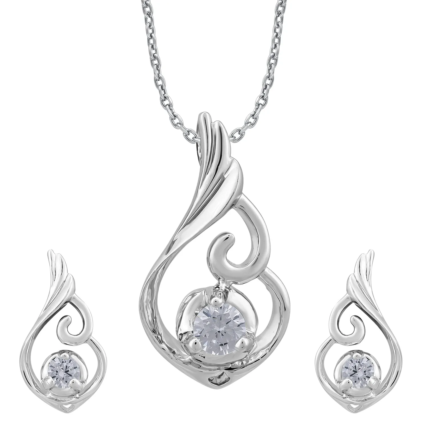 Pissara by Sukkhi Glittery 925 Sterling Silver Cubic Zirconia Pendant Set For Women And Girls|with Authenticity Certificate, 925 Stamp & 6 Months Warranty