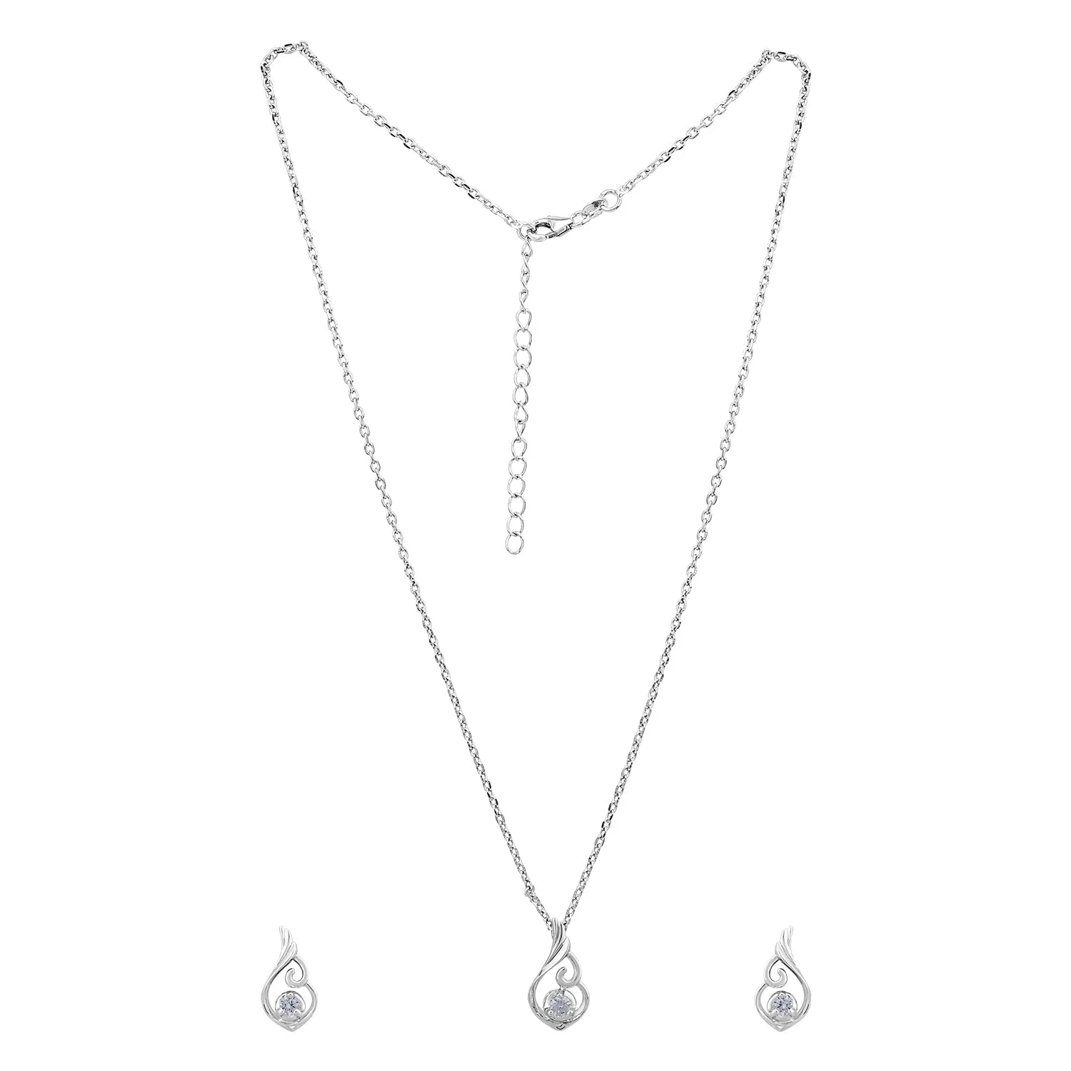 Pissara by Sukkhi Glittery 925 Sterling Silver Cubic Zirconia Pendant Set For Women And Girls|with Authenticity Certificate, 925 Stamp & 6 Months Warranty