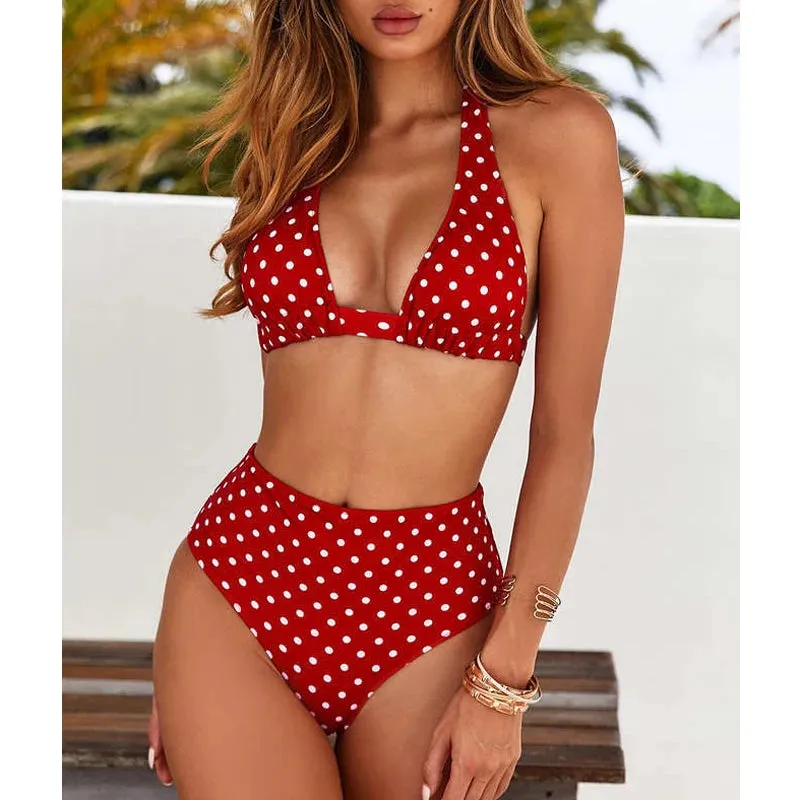 Polka Dot Paradise Bikini mit hoher Taille