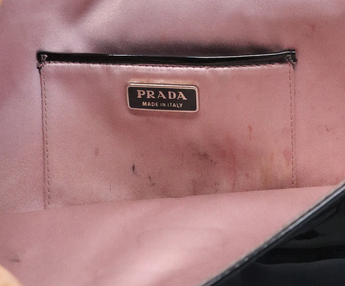 Prada Black Patent Leather Clutch