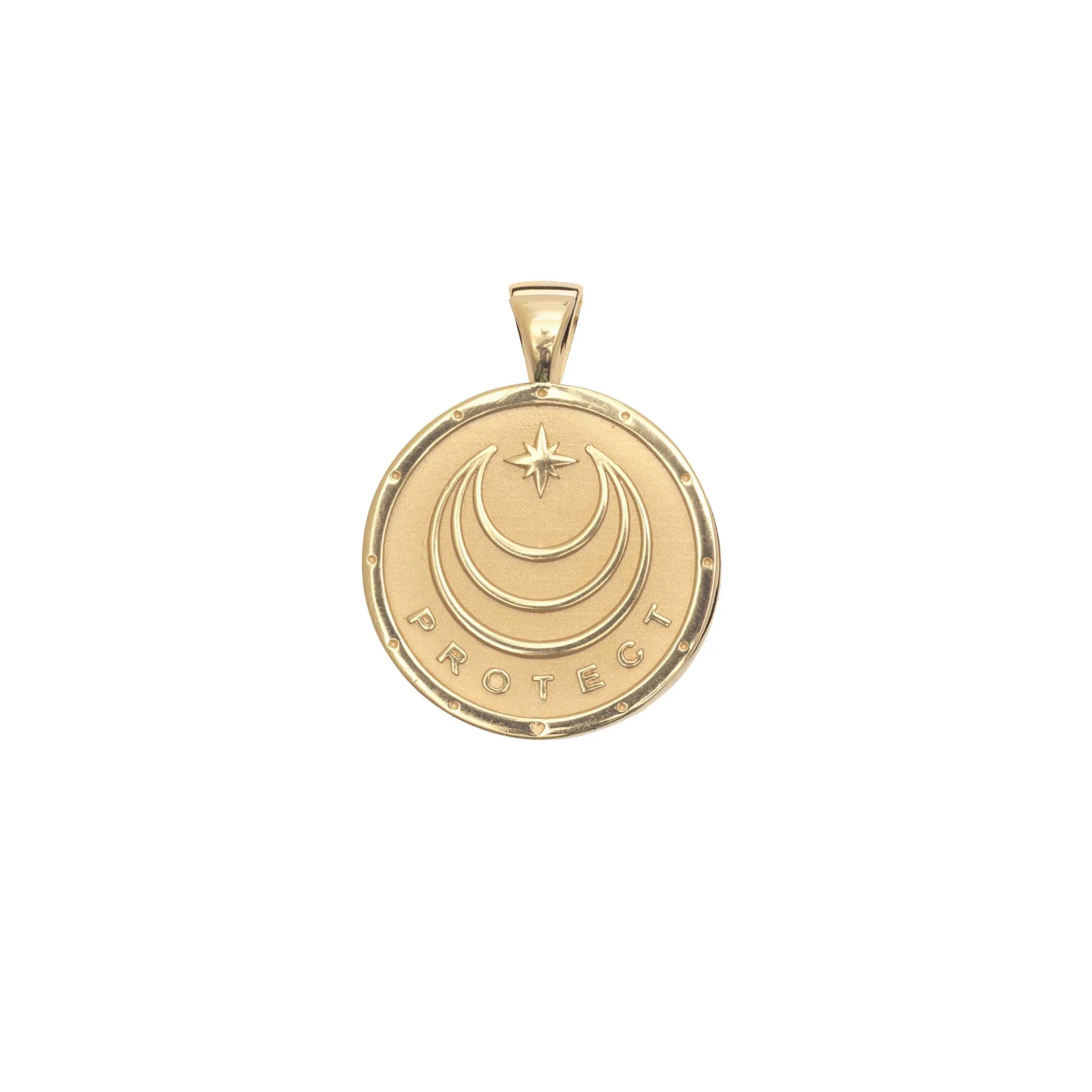 PROTECT JW Small Pendant Coin in Solid Gold