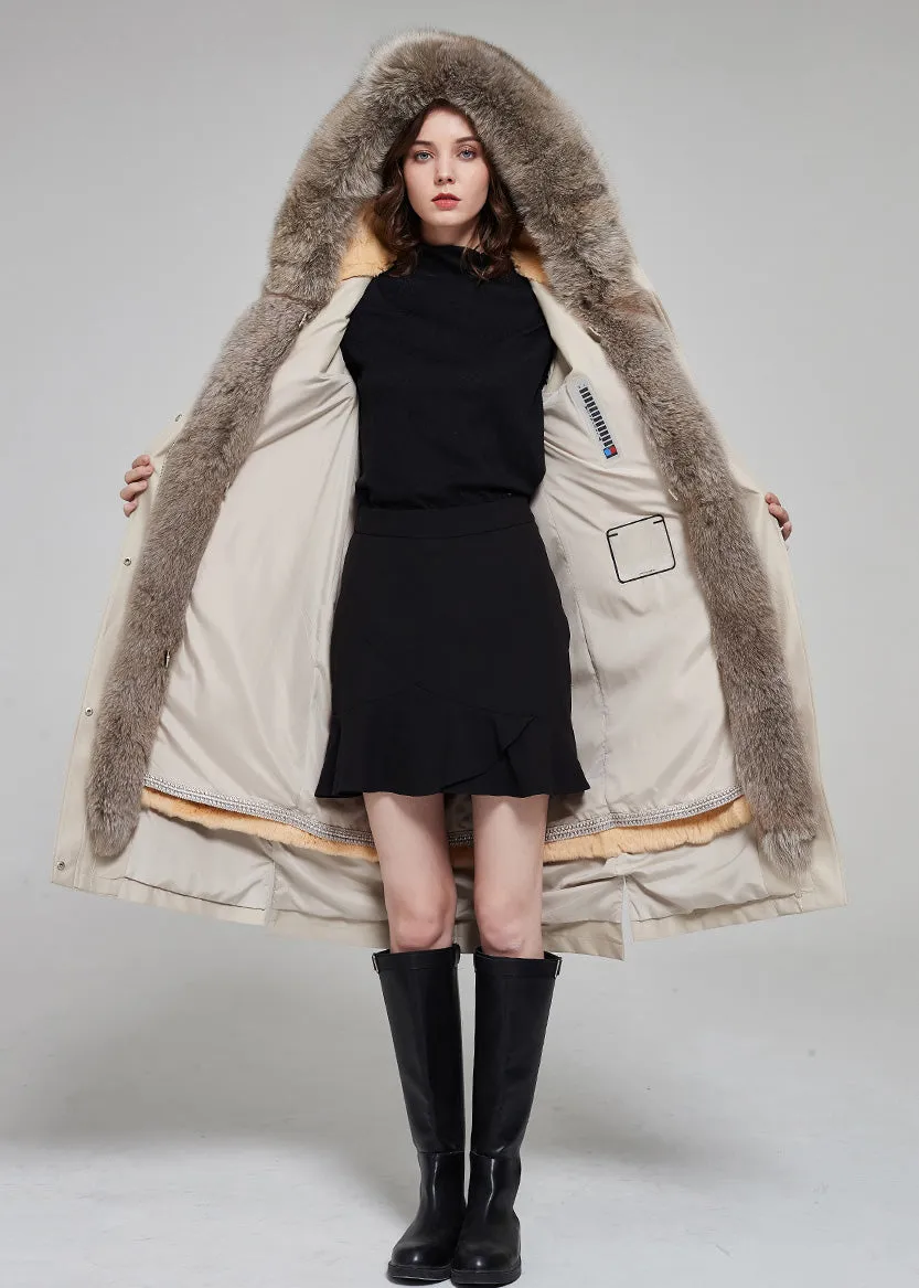 Real Fur Hooded Long Parka