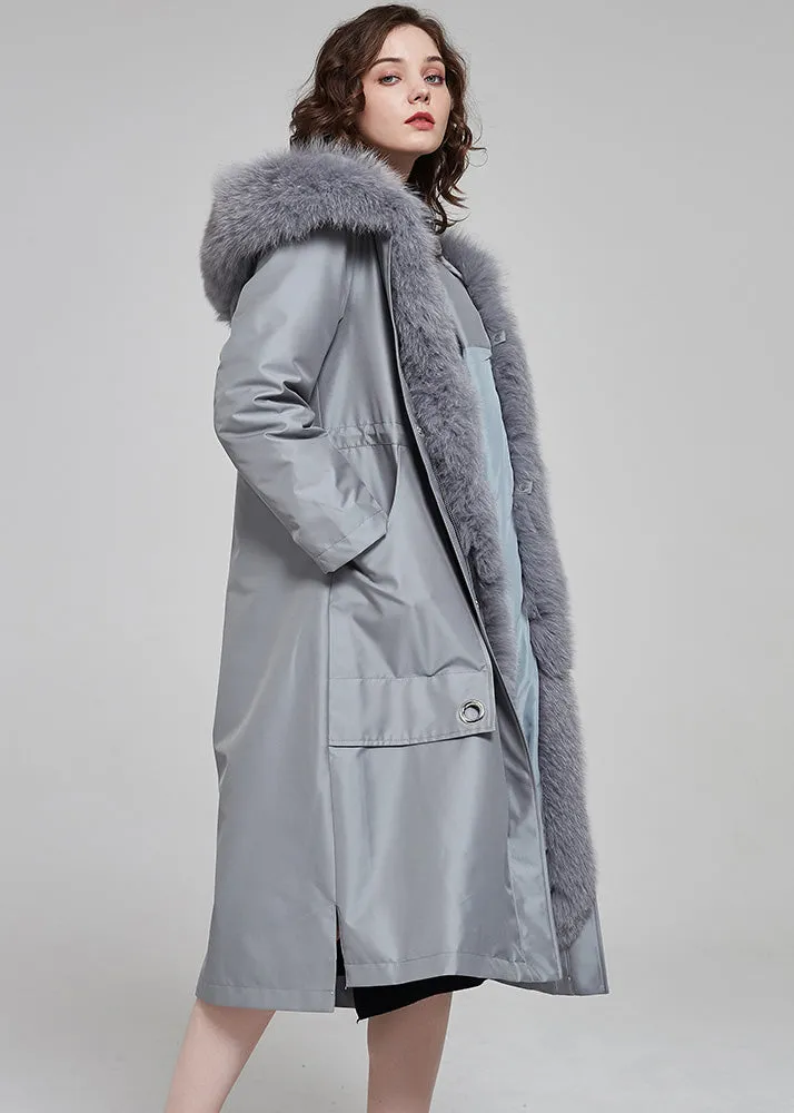 Real Fur Hooded Long Parka